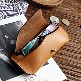 Sunglasses Cases 100% Genuine Leather Glasses Case Box Hard Spectacles Sunglasses Bag Eyeglasses Cases Eyewear Holder Cover Accessories Men Women 230615