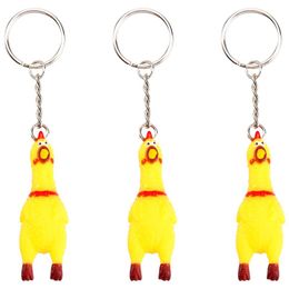 5 Pack/3 Pack Squeeze Screaming Chicken Toys Yellow Chicken Keychain Squeaking Chicken Pendant Key Chains For Keys Bags Phones