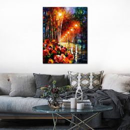 Contemporary Canvas Wall Art Park Flowers Handcrafted Landscape Painting New House Decor