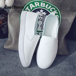 Cresfimix zapatos de mujer women fashion white breathable slip on flat shoes lady pu leather summer comfortable loafers a2015