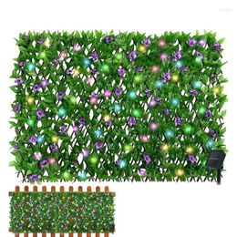 Decorative Flowers Artificial Garden Fence Faux Ivy Privacy Screen Leaf With LED Lights Expanding Patio