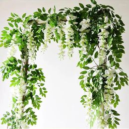 Decorative Flowers Hiedra Artificial Plants Green Leaves Ivy Leaf Garland Fake Foliage Wedding Jungle Party Home Garden Wall Hanging Decor
