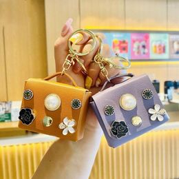 Keychains Creative Leather Coin Purse With Key Chain Fashion Portable Mini Earphone Box Holder Wallet Bag Accessories