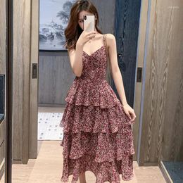 Casual Dresses Women's Sexy Dress Floral V-Neck Spaghetti Strap Sleeveless Women Tiered Medium Spring Summer 2023