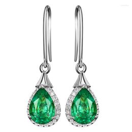 Dangle Earrings Temperament Water Drop Shape Simulation Emerald Tourmaline Color Gem Female Fashion