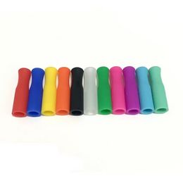 11 Colors Metal Straws Silicone Tips Fit for 6mm Wide Stainless Steel Straw G0616