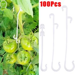 New 100Pcs Plant Tomato Support J Shaped Hooks Reusable Vegetable Fruits Vines Fixed Buckle Hooks Plants Trellis For Garden Supplies