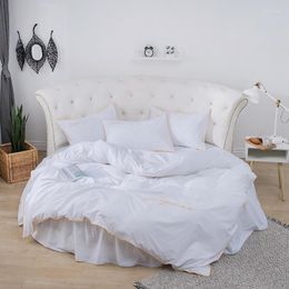 Bedding Sets 4PCS/set For Round Bed Cotton Embroidery Edge Pillowcase & Duvet Cover Fitted Sheet Bedspreads The 200cm 220cm