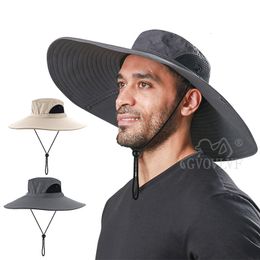 Snapbacks Golf Mens Super Wide Brim Sun Hat UPF50 UV Protection Waterproof Large Bucket for Fishing Hiking Camping 230615