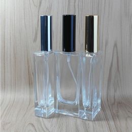 50ML empty square clear glass perfume bottles with aluminum mist atomizer refillable spray perfume glass bottle Lduav