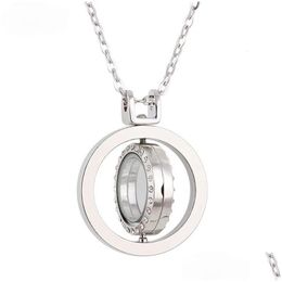 Pendant Necklaces Crystal Rotatable Locket Necklace Round With Chains For Women Diy Fashion Jewelry Will And Sandy Drop Delivery Pend Dhiqm