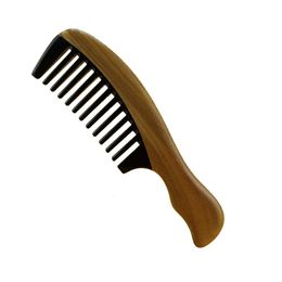 Vintage Wood Hair Comb 5pcs/lot Wave Handle Green Sandalwood Ox horn Wide toothed hair care styling grooming detangling curly