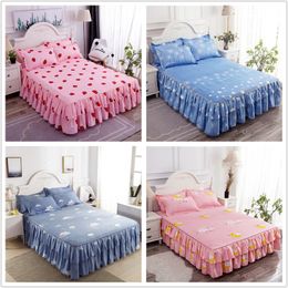 Bedding sets Double Lace Bed Skirt colcha de cama queen Plant Printed Cover SingleQueenKing Size Sheet SkirtPillowcase need order 230615