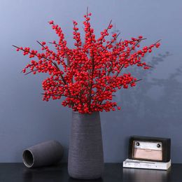 Dried Flowers Simulation Holly Fruit Long Pole Red Home Living Room Dining Table Wedding Decoration Artificial Flower Fake Plant