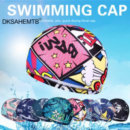 Swimming Caps Swimming Cap Printed Quick Drying Men and Women Sports Swim Pool Cap Swimming Hat Cover for Adult Fashion Swimming Equipment 230616