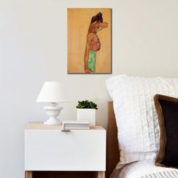 Modern Abstract Canvas Art Standing Male Nude Egon Schiele Handmade Oil Painting Contemporary Wall Decor