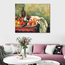 Impressionist Landscape Canvas Art Still Life with Onions and Bottle Paul Cezanne Painting Handmade Artwork for Hotel Lobby