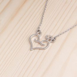 Pendant Necklaces 1 Love Heart Elk Head Small Fresh Art Fan Elf Antlers Necklace Animal Deer Christmas Charm Jewelry