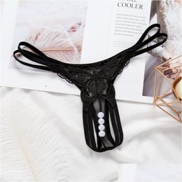 Women'S G-Strings Hollow Butterfly Panties Strappy Waist Pearl Open Crotch G Strings T Back Sexy Lingerie Women Underwear Will And S Dhxkp