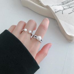 Cluster Rings YWG Open Semi-precious Accessories S925 Sterling Silver Simple Ring Pearls 4A Zircon Women Vintage Fine Jewellery
