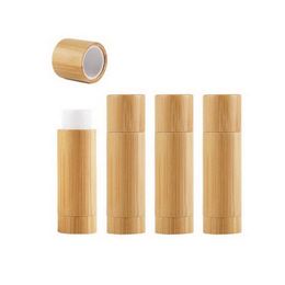 200Pcs Bamboo Empty Lipstick Tubes Bottle 55g Refillable DIY Lip Balm Tube Containers Cosmetic Lip Gloss Deodorant Case Holder Admqr