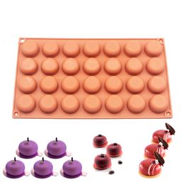 Baking Moulds 28 Cavity Oblate Round Shape Silicone Cake Mousse Mould Pastry Tools Chocolate Muffin Dessert Pudding Accessories 230616
