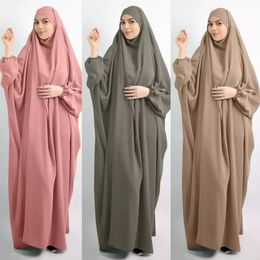 Ethnic Clothing Eid Hooded Muslim Women Hijab Dress Prayer Garment Jilbab Abaya Long Khimar Full Cover Ramadan Gown Abayas Islamic Clothes Niqab 230616