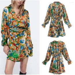 Casual Dresses COS LRIS European And American Style Spring 2023 Fashion Flower Print Texture Temperament Dress 0915021633