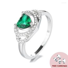 Cluster Rings Trendy 925 Silver Jewellery With Zircon Gemstone Heart Shape Ornaments For Women Wedding Party Promies Gift Open Finger Ring