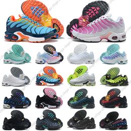 Crianças sapatos enfants tn plus tênis de corrida em todo o mundo triplo preto crianças meninos meninas sapato crianças juventude tênis treinadores platina cinza rosa branco volt EUR 28-35