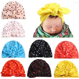 Berets 2023 10pcs/lot Knitting Dots Ear Hat Bows Cap Bohemia India Turban Hats Knot Beanies Pography Props Po Gorro