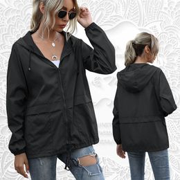 Women's Trench Coats Spring Autumn Thin Fashion Zipper Hoodie Outdoor Hiking Raincoat Jacket High Quality Coat 230615