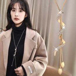 Pendant Necklaces Strands Strings Fashionable versatile autumn and winter snake Necklace women's clothes can be a long sweater chain