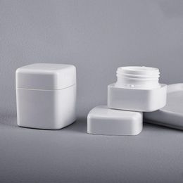 White PP cosmetic jars square plastic bottle lip balm eyes/face cream container BPA free(without logo) 30g 50g Mobpe