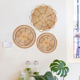 Decorative Objects Figurines Handmade Rattan Wall Hanging Decor Natural Wicker Bohemia Style Decoration Woven 230615