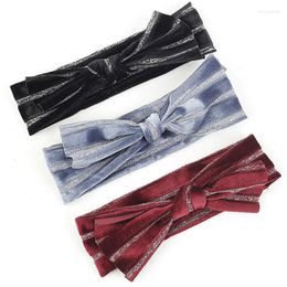 Hair Accessories Kids Velvet Bow Children's Band With Silver Strip For 0-3 Years Baby Turban Head Wrap Headband Elastic