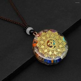Pendant Necklaces Natural Stone Colourful Gravel Resin Necklace Orgonite Pink Crystal Yoga Semi-precious Sweater Chain