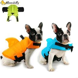 Dog Apparel life vest Summer shark pet Personal flotation device swimsuit f 230616