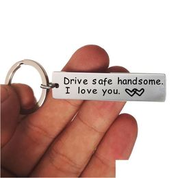 Key Rings Stainless Steel Drive Safe Ring Engraving Handsome I Love You Keychain Holders Fashion Jewellery Will And Sandy Drop Ship Del Dhc3U