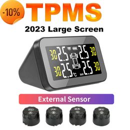 2023 New large TPMS Smart Car Tyre Pressure Monitor System Solar Power Intelligent Adjustable LCD Screen Wireless