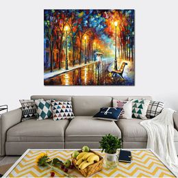 Modern Canvas Art Street Scenes Old Dream Hand-painted Oil Paintings Living Room Decor