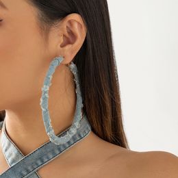 Ear Cuff Cosysail Simple Denim Hoop Earrings for Women Egirl 2023 Trendy Exaggerated Big Circle Round Korean Party Jewelry Gifts 230616