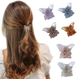 2021 30PCS 6 Colours Mini Butterfly Hair Claw Crab Clips Headwear,1PC Korean style Women Girls Fashion Transparent Butterfly Hair Claw