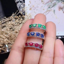 Cluster Rings Charming Green Emerald Red Ruby Blue Sapphire Gemstone Ring For Beauty Fine Jewellery 92 Silver Natural Gem Certified Party Gift