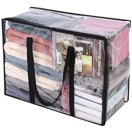 Storage Bags Clear Clothes Foldable Bag PVC Zippered Organiser Waterproof with Reinforced Handle for Quilts 230615
