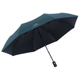 Umbrellas Fully Automatic UV Umbrella Sunscreen Anti-UV Sun Umbrella Three-fold Resistant Parasol Rain Umbrella Folding Umbrella Sunshade 230615