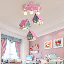 Chandeliers Children's Fantasy Playground Girl Princess Boy Cartoon Lamp Kindergarten Mother Baby Shop Creative Wood Carving