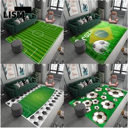 Carpet 3D Football Field Capet for Kids Living Room Soft Antislip Floor Mat Microfiber Children Washable Baby Play Large Area Rugs 230615