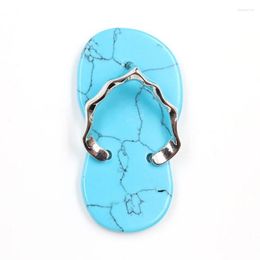 Pendant Necklaces FYSL Silver Plated Slipper Shape Blue Turquoises Stone For Gift Cherry Quartz Fashion Jewellery