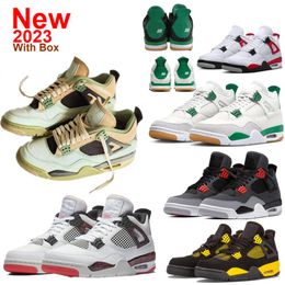 GROGU 4 Hot Lava 4s Basketball Shoes Bred Reimagined 4 Blue Sapphire Pine Green Fire Red Wow Black cat infrared White Cemnet With Box Cool Grey Thunder